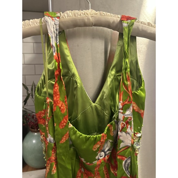 Mary.LCouture Silk Maxi Halter Beaded Dress Sz2 Prom Wedding Formal Opera NWT - Picture 10 of 13